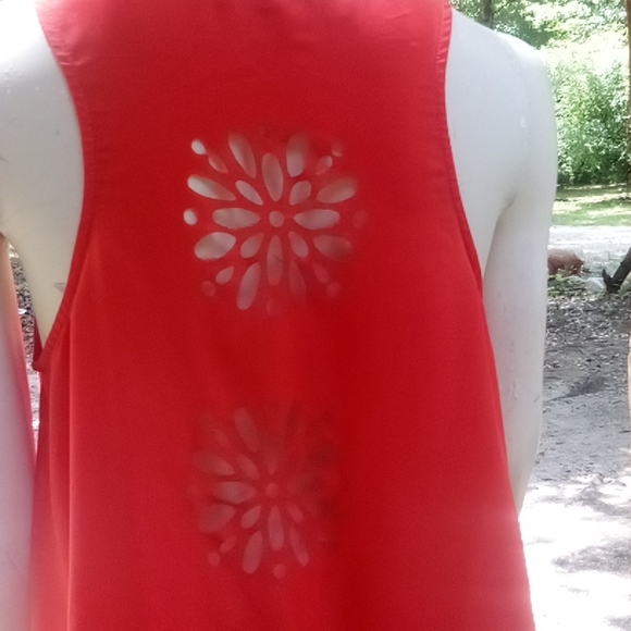 "Fio Fio" orange designer polyester tank top - Picture 4 of 6